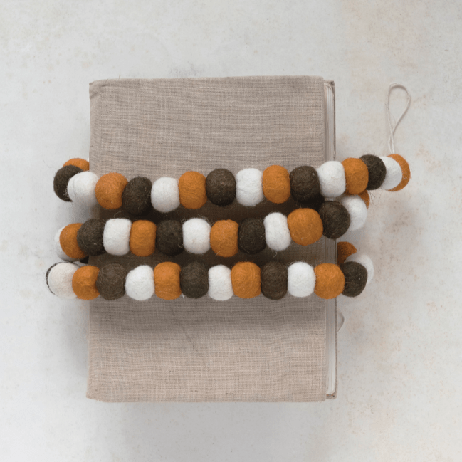 Creative Co-op Fall Fall Felt Ball Garland