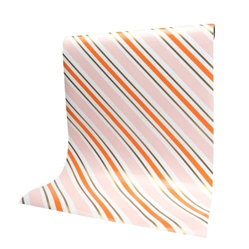 Gatherings by Curated Paperie Halloween Orange & Pink Stripe Table Runner