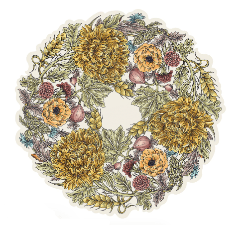 Hester & Cook Party Autumn Acanthus Wreath Placemats