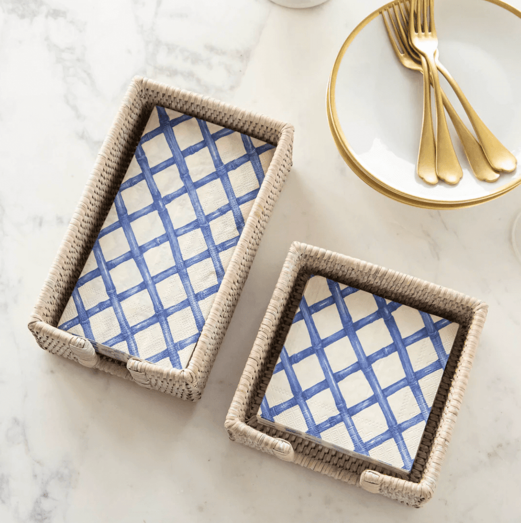 Hester & Cook Party Blue Lattice Napkins