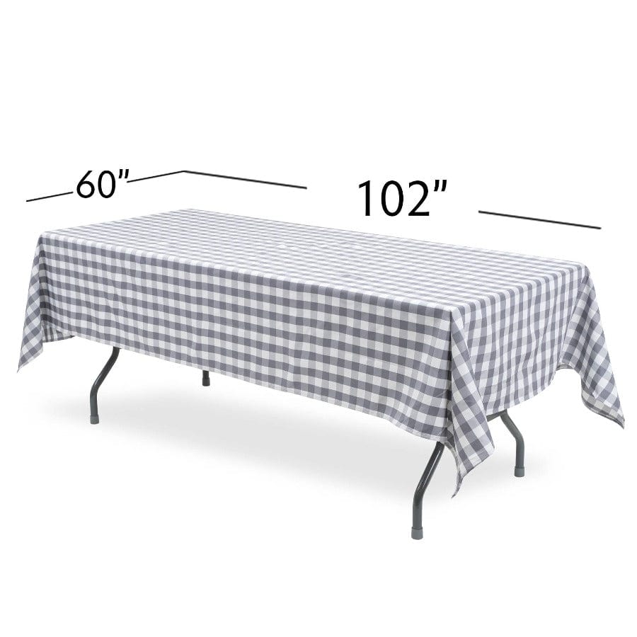 Portofino International Trading, USA Grey Buffalo Check Tablecloth - 60"W x 102"