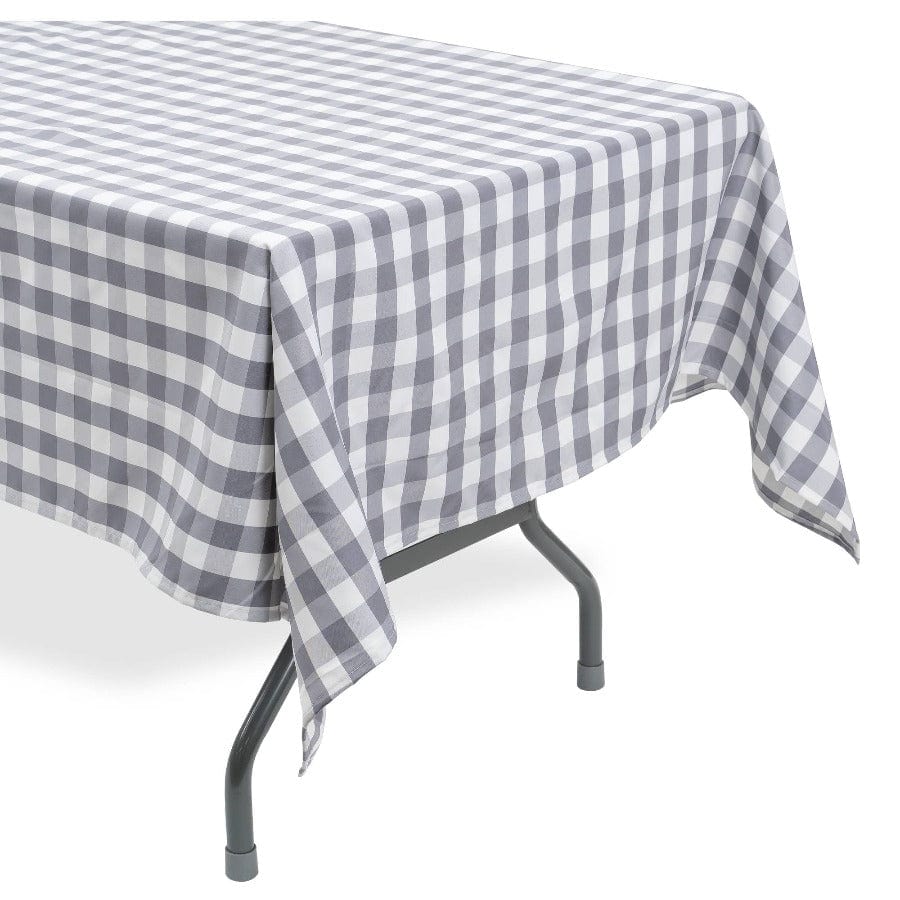 Portofino International Trading, USA Grey Buffalo Check Tablecloth - 60"W x 102"