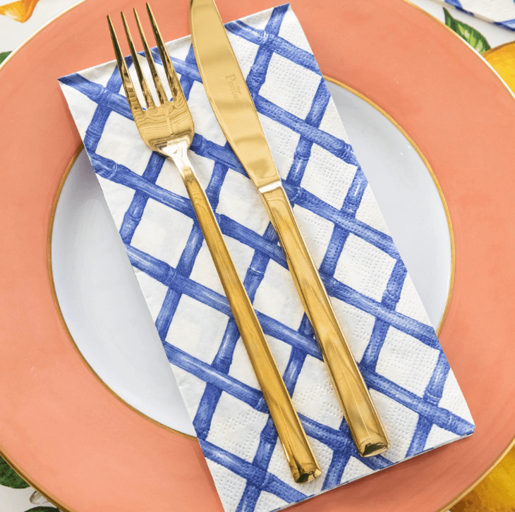 Hester & Cook Party Blue Lattice Napkins