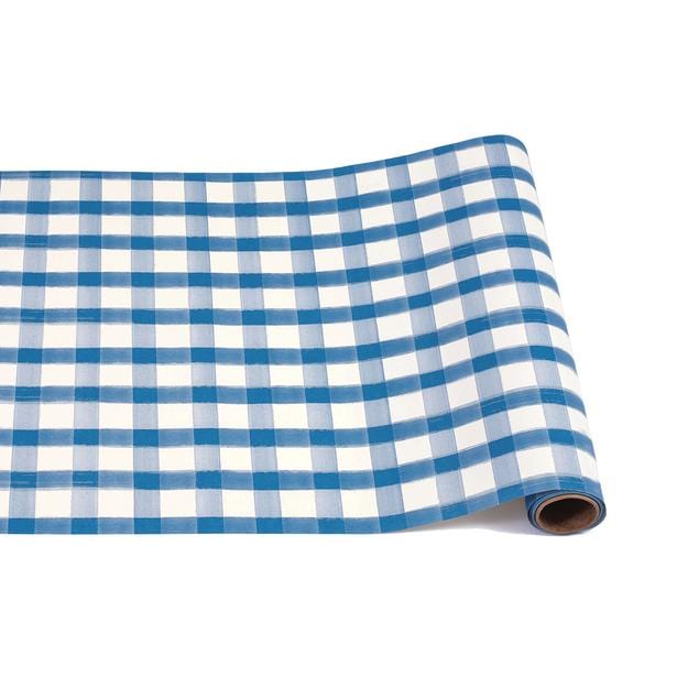 Hester & Cook Party Blue Painted Check Table Runner