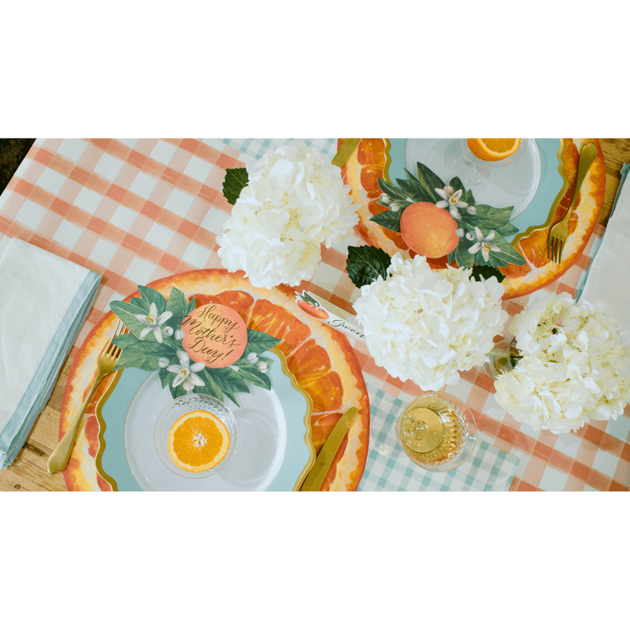 Hester & Cook Party Orange Painted Check Table Runner