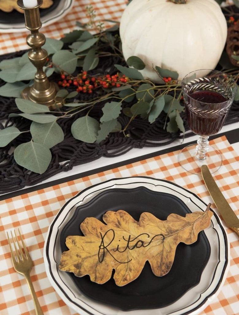 Hester & Cook Party Orange Painted Check Table Runner